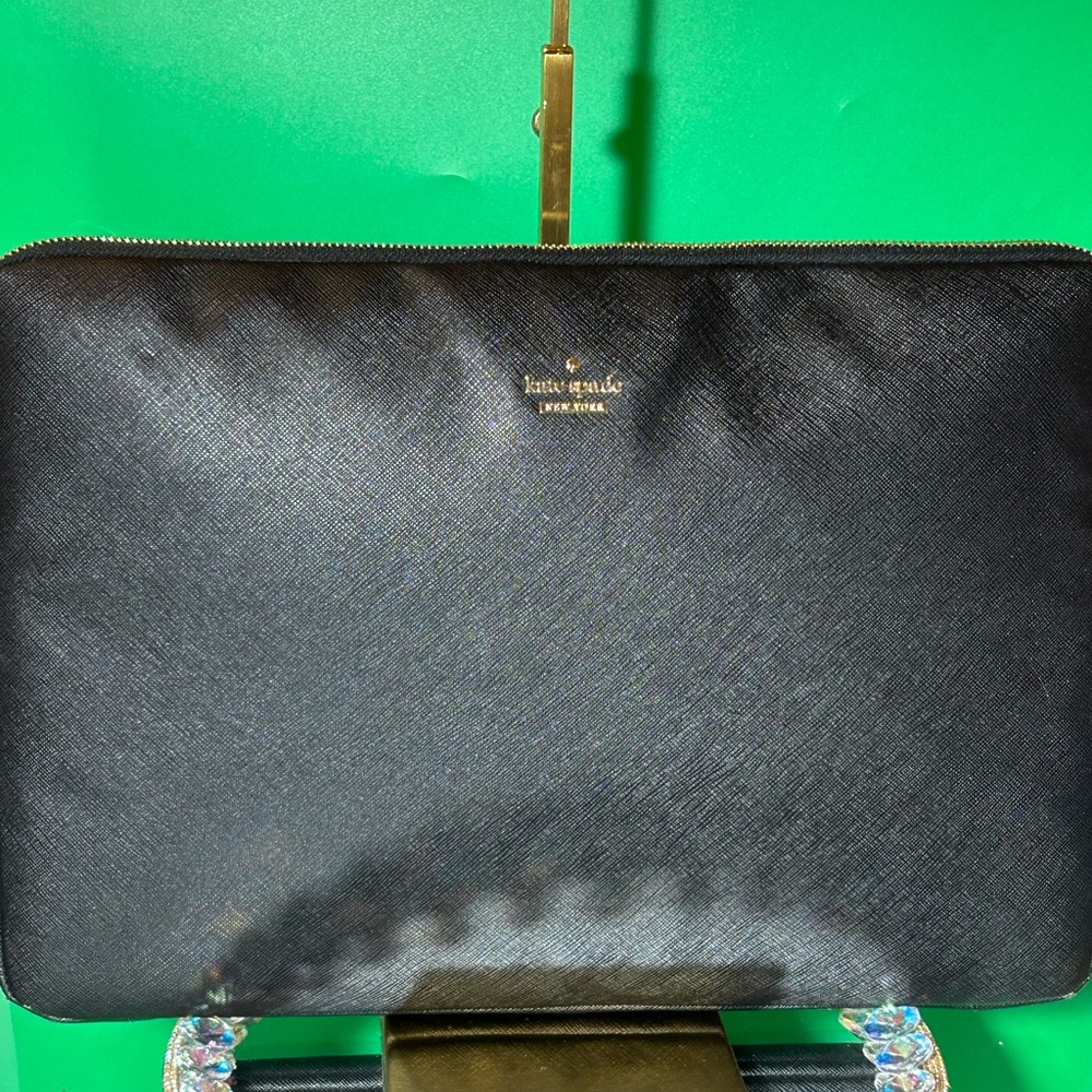 Kate Spade Elegant Black Crossgrain Laptop Sleeve Approx. 15” x 10”